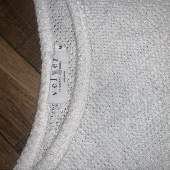 Velvet by Graham & Spencer Peta Cotton Crochet Sweater in White M 198$ revolve - Picture 2 of 5